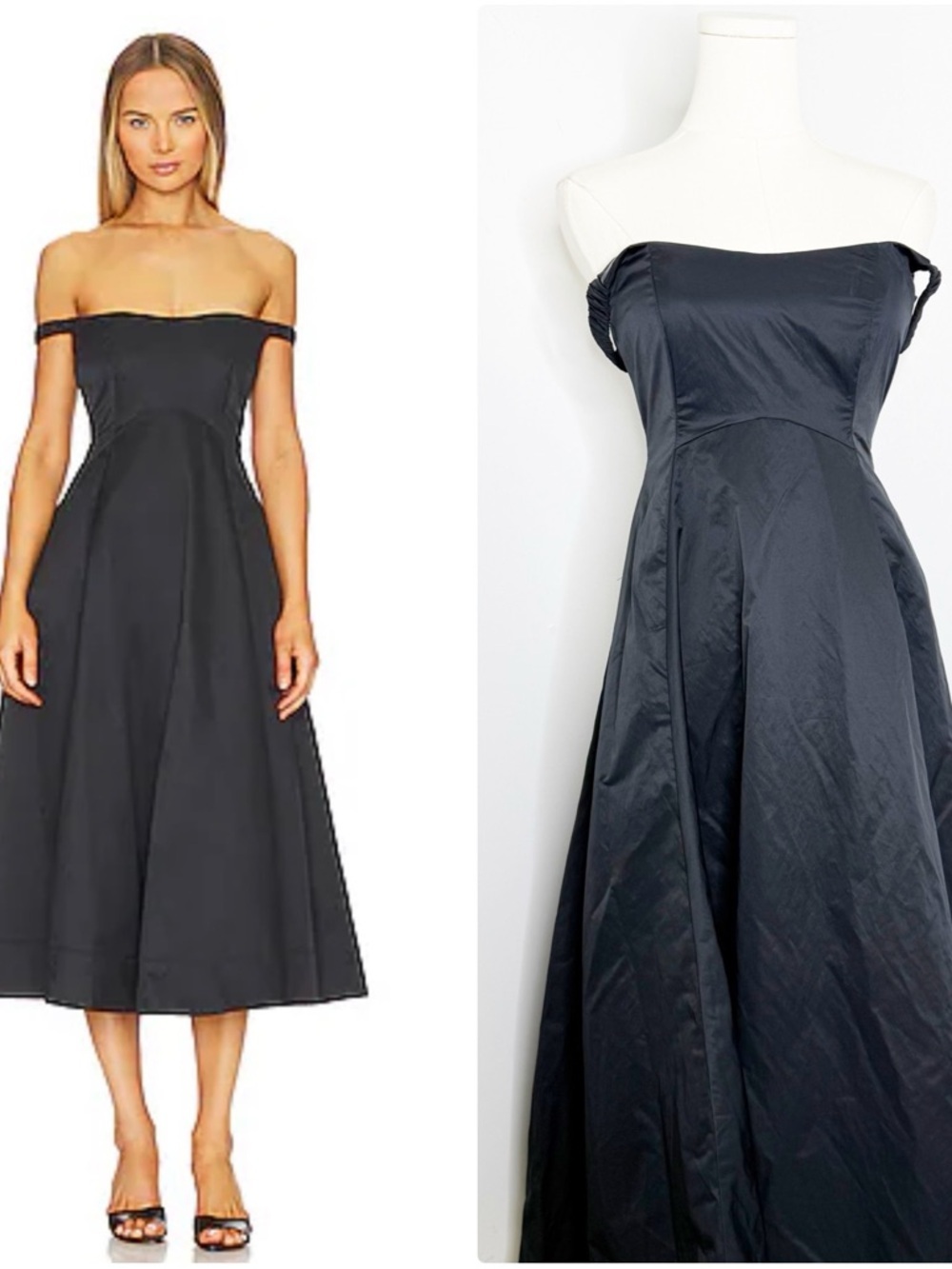 Free People Alinda Dress Black Off Shoulder Midi Fit Flare 0 Formal